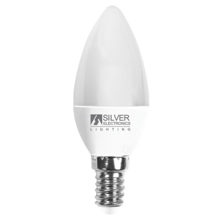 silver bombilla led decorativa silver electronic vela 7w 70w    e14    5000k    620 lm    luz fria