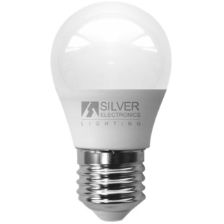 silver bombilla led silver electronic eco esferica 5w 35w    e27    3000k    399 lm    180o    luz c