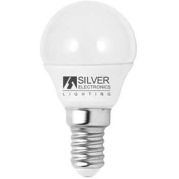 silver bombilla led silver electronic eco esferica 5w 35w    e14    3000k    436 lm    160o    luz c