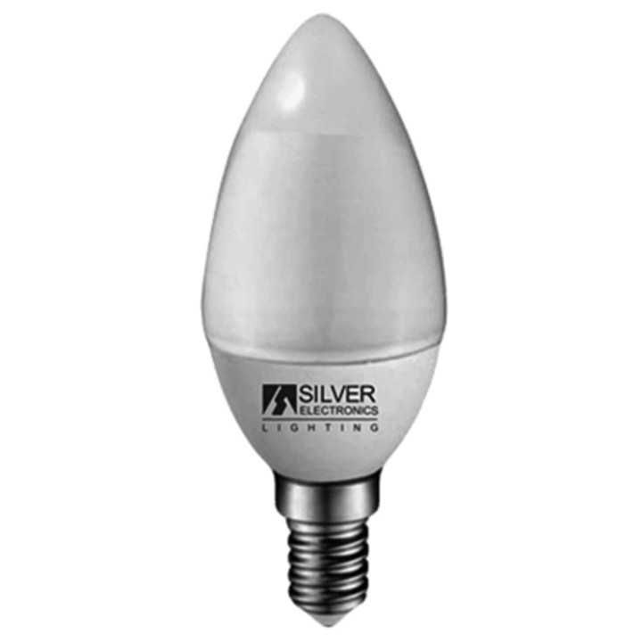 silver bombilla led silver electronic eco vela 5w 35w    e14    3000k    436 lm    160o    luz calid