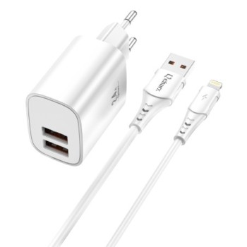 qcharx international kit cargador qcharx apolo 24a  + cable usb a lightning blanco