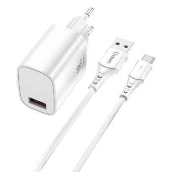 qcharx international kit cargador qcharx artemisia 3a 18w + cable usb a tipo c blanco