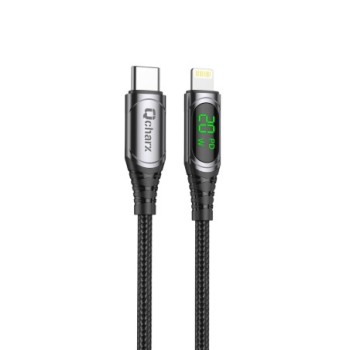 qcharx international cable qcharx mallorca tipo c a lightning 3a 20w   1 m   aleacion aluminio negro