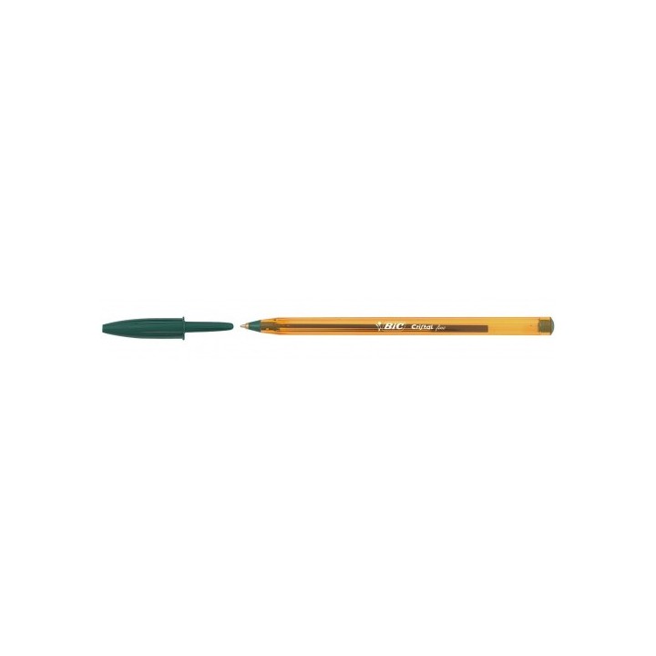 bic boligrafo cristal fine cuerpo naranja trazo 0,3 mm. color verde bic 872729  pack  50 unidades