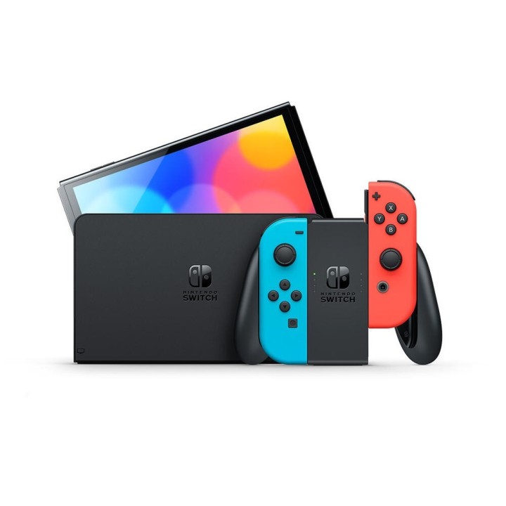 nintendo consola nintendo switch oled mando color azul neon   rojo neon
