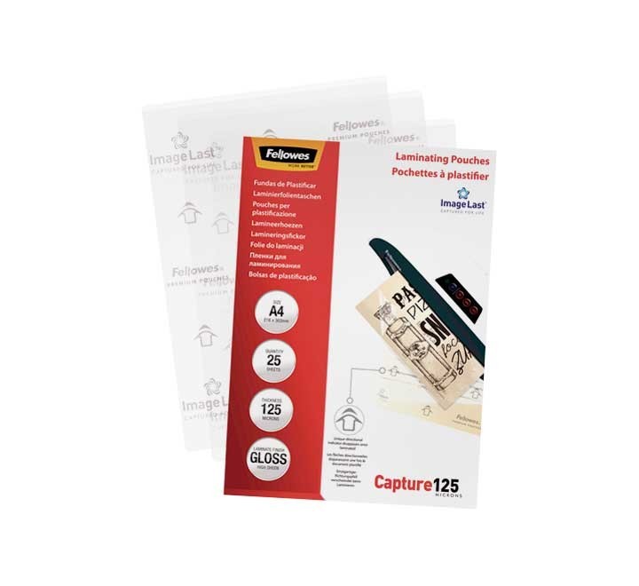 paq. 25 fundas plastificar fellowes 125mic a4 br