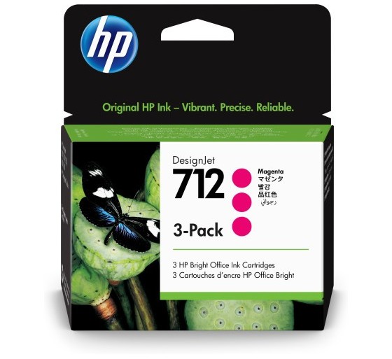 hp hp paquete de 3 cartuchos de tinta designjet 712 magenta de 29 ml