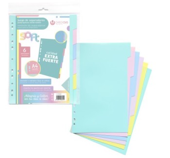 carchivo juego separadores polipropileno pastel extra fuerte 6 posiciones carchivo 49060699