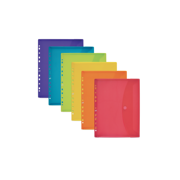 oxford sobre polipropileno a4 multitaladro cierre velcro 6 colores surtidos oxford 400113412  pack