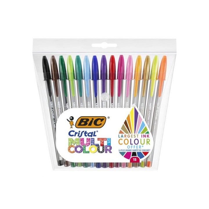 bic bolsa 15 unidades boligrafos multicolor 1,6 mm bic 964899