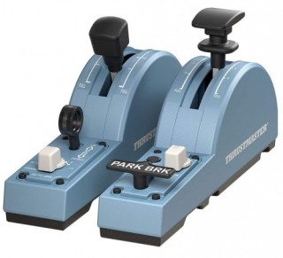 thrustmaster thrustmaster tca quadrant add on airbus edition negro, azul simulador de vuelo pc