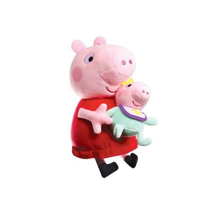 bandai rojo peluche peppa pig con bebe