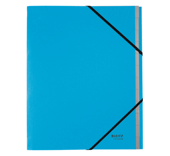 leitz carpeta clasificadora de carton 12 posiciones a4 recycle 100% azul leitz 39150035