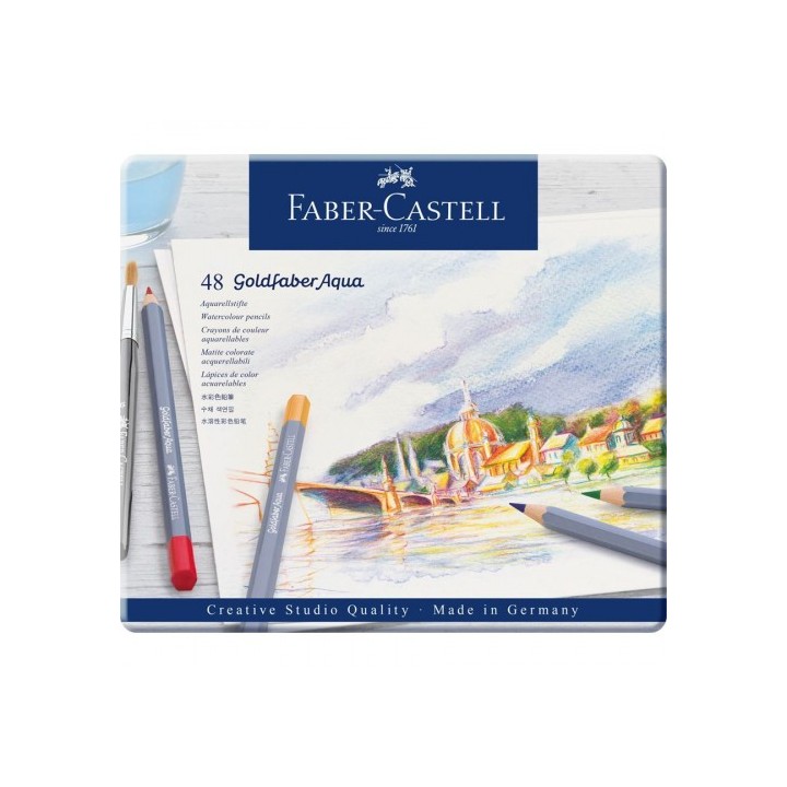 faber castell estuche de metal con 48 lapices de colores acuarelables goldfaber. faber castell 11464