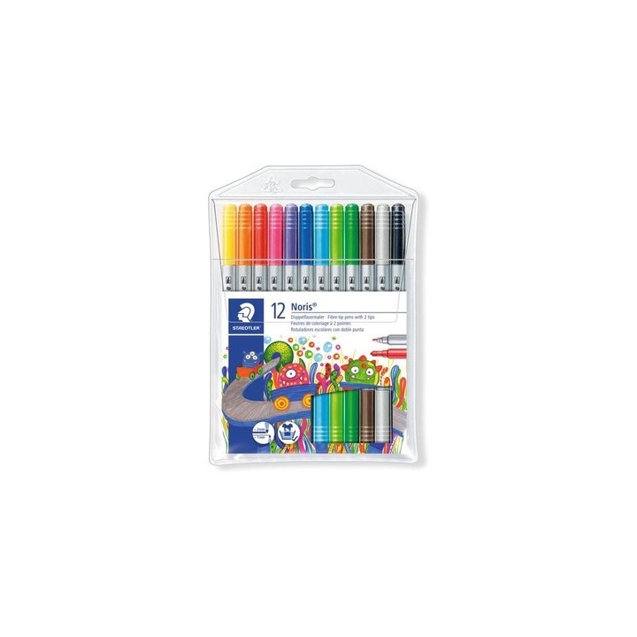 staedtler estuche carton con 12 rotuladores doble punta colores neon staedtler 3200 c12
