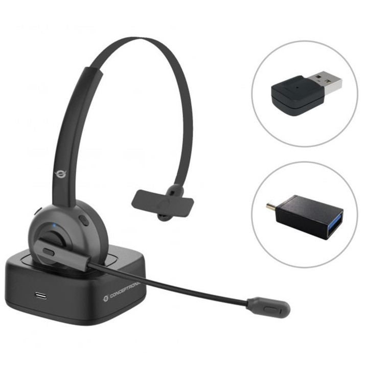 conceptronic auricular conceptronic bluetooth polona03bda con base de carga headset mono