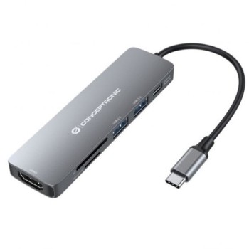 conceptronic adaptador usb   c 6en1 conceptronic donn11    hdmi usb 3.0   lector sd