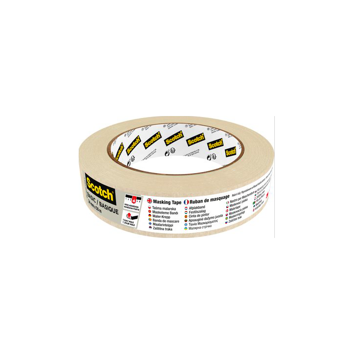 scotch rollo cinta adhesiva de enmascarar pintor basic 24mm x 50m scotch 7100333168