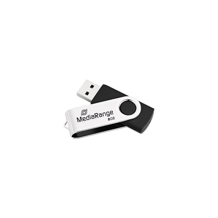 pendrive 8gb usb 2.0 mediarange silver black lectura 17mbs escritura 4mbs