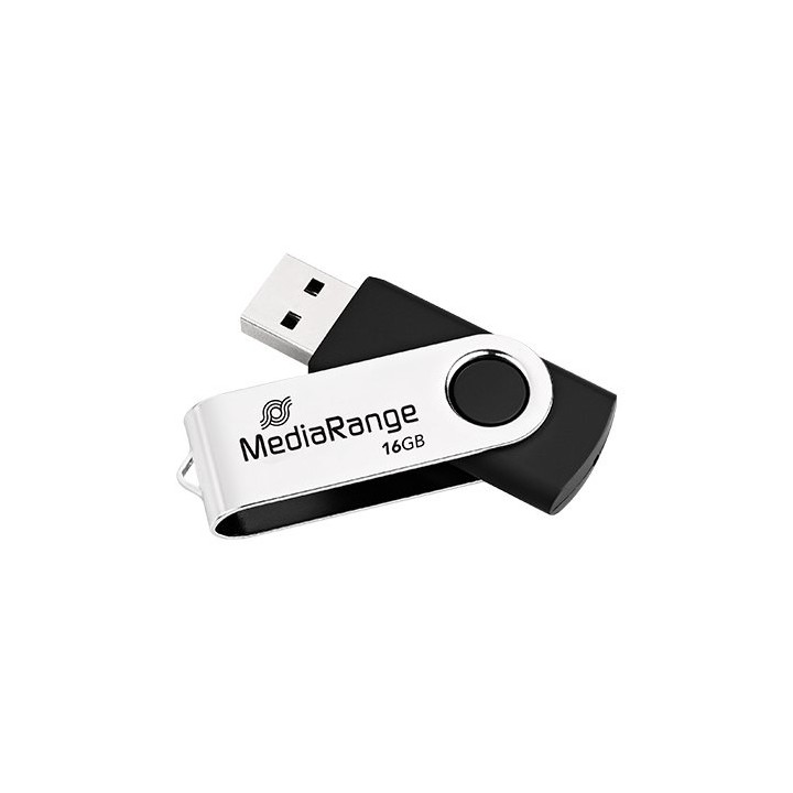 pendrive 16gb usb 2.0 mediarange silver black lectura 17mbs escritura 6mbs
