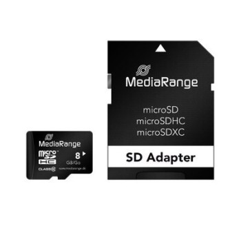 mem micro sdhc 8gb mediarange + adaptador sd lectura 15mbs escritura 10mbs