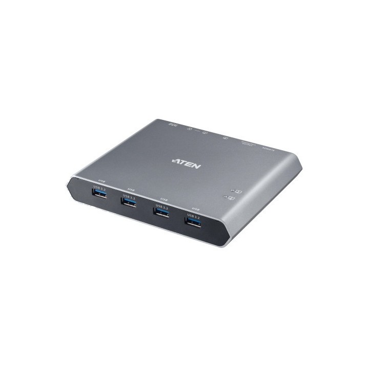 aten aten conmutador kvm 4k displayport usb c de 2 puertos con paso de corriente