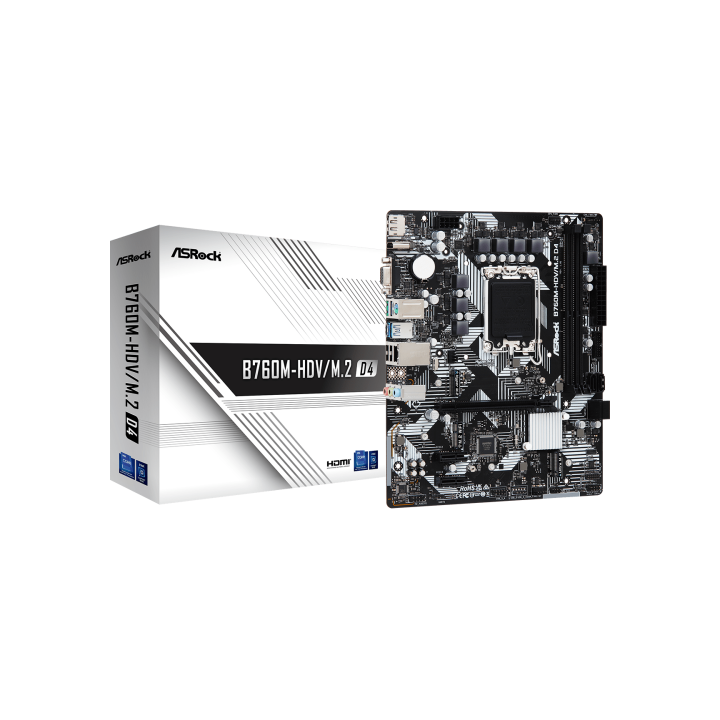 asrock asrock b760m hdv/m.2 d4 intel b760 lga 1700 micro atx