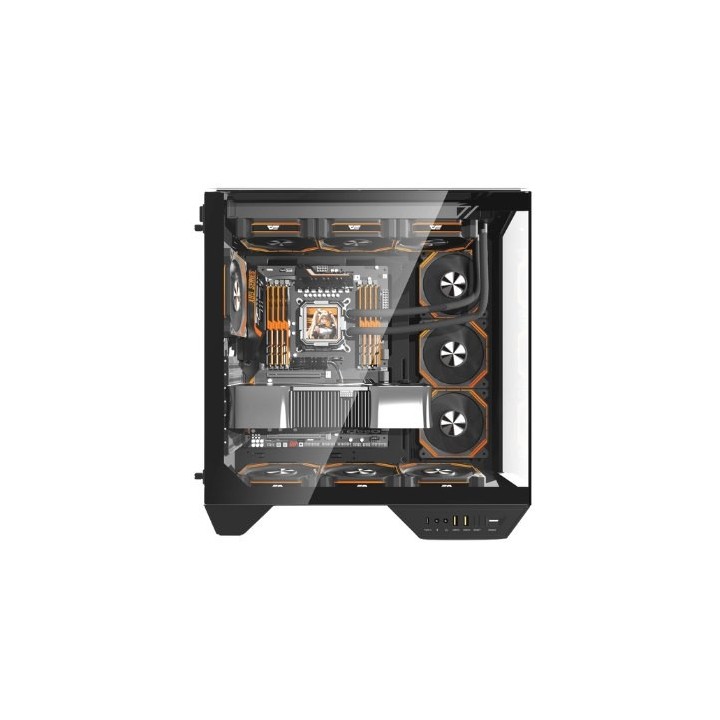 torre darkflash dy470 negra atx doble camara paneles de cristal 4 fans argb pwm