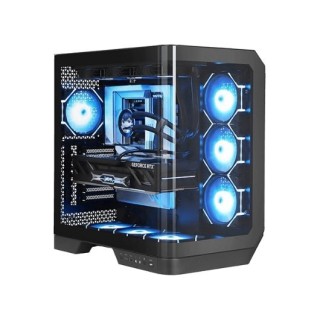 torre darkflash dy570 negra atx doble camara cristal curvo 4 fans argb pwm