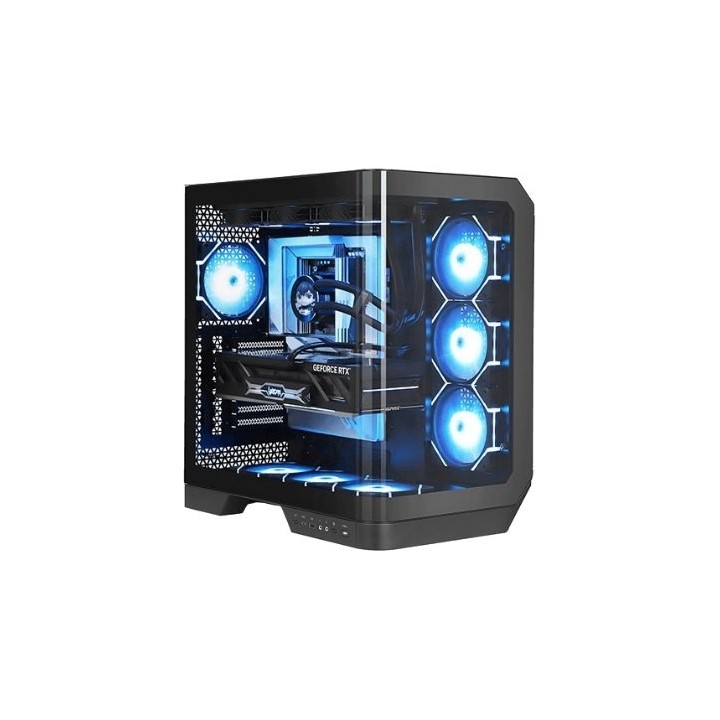 torre darkflash dy570 negra atx doble camara cristal curvo 4 fans argb pwm