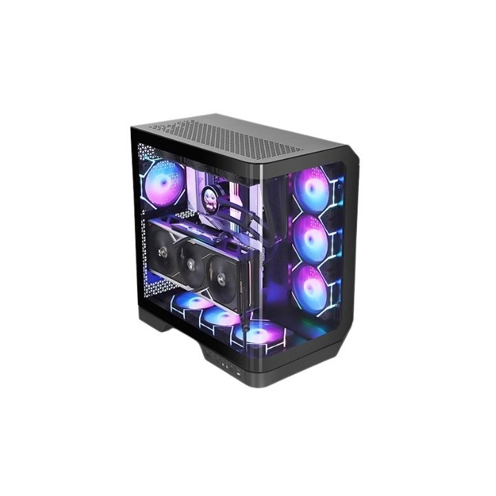 torre darkflash dy570 negra atx doble camara cristal curvo 4 fans argb pwm