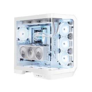 torre darkflash dy570 blanca atx doble camara cristal curvo 4 fans argb pwm