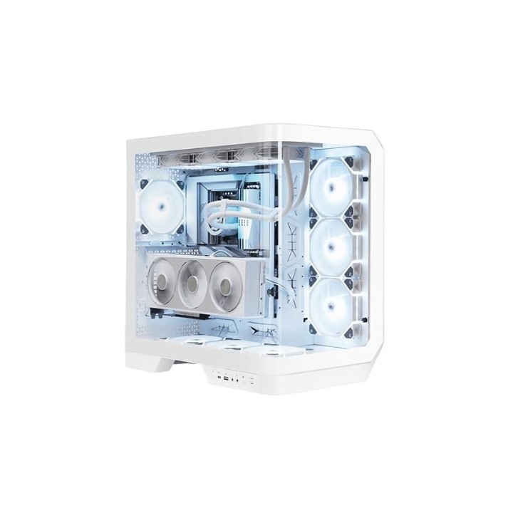 torre darkflash dy570 blanca atx doble camara cristal curvo 4 fans argb pwm