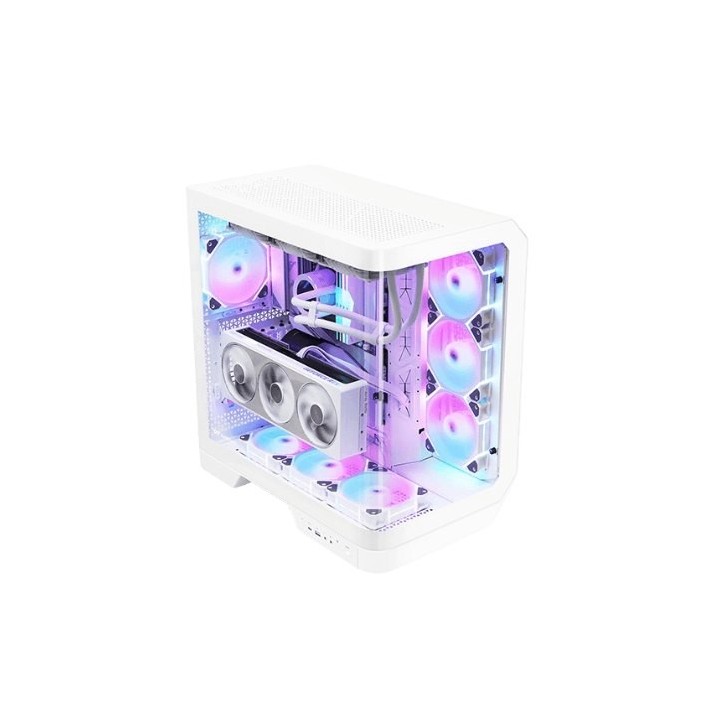 torre darkflash dy570 blanca atx doble camara cristal curvo 4 fans argb pwm