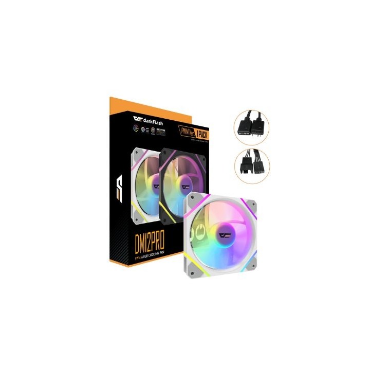 ventilador darkflash dm12 pro blanco fan 120mm argb y pwm