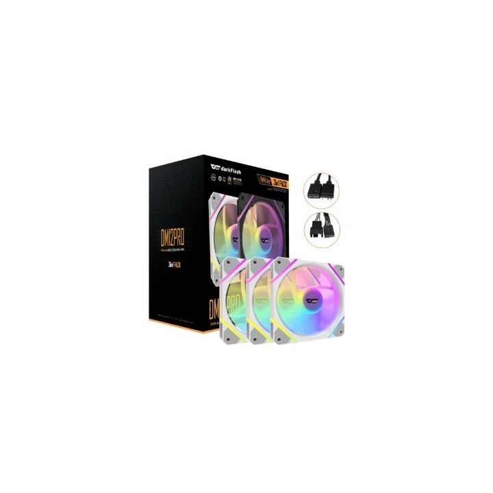 ventilador darkflash dm12 pro 3en1 blanco pack de 3 fans 120mm argb y pwm