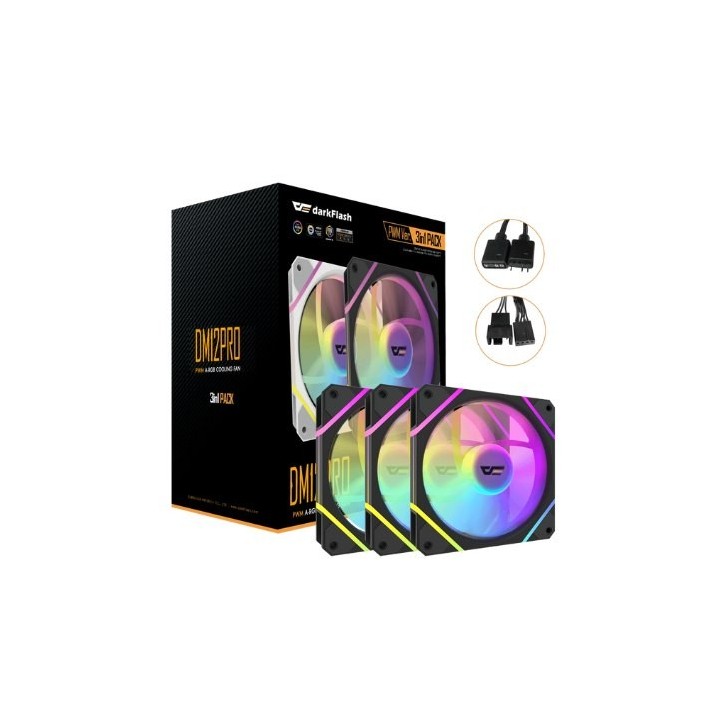 ventilador darkflash dm12 pro 3en1 negro pack de 3 fans 120mm argb y pwm