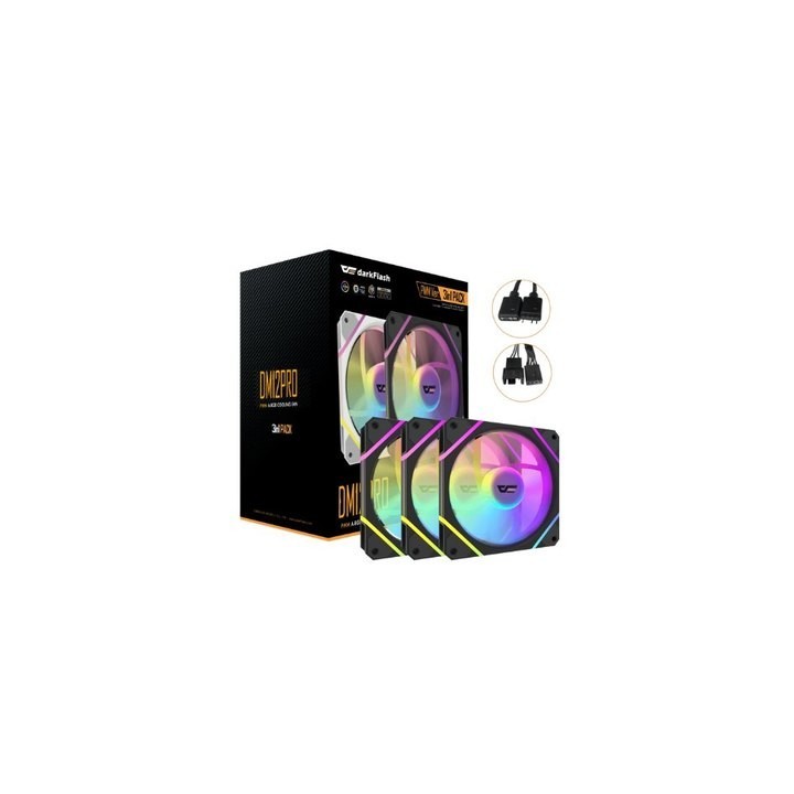 ventilador darkflash dm12 pro 3en1 negro pack de 3 fans 120mm argb y pwm
