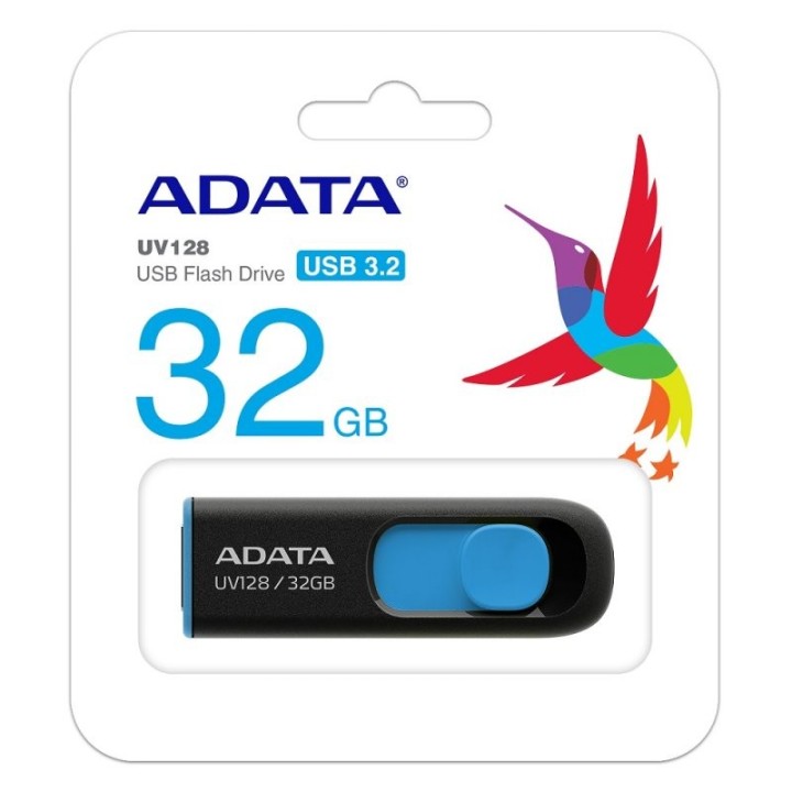 adata lapiz usb uv128 32gb usb 3.2 negro/azul