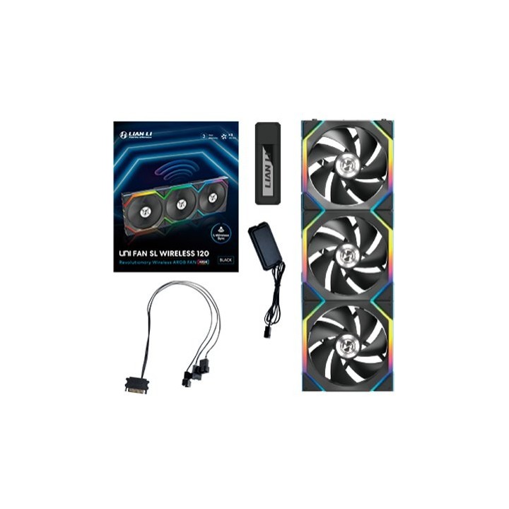 ventilador 120x120 lian li unifan sl wireless black 3 pack receiver wireless controller 1 3 sata