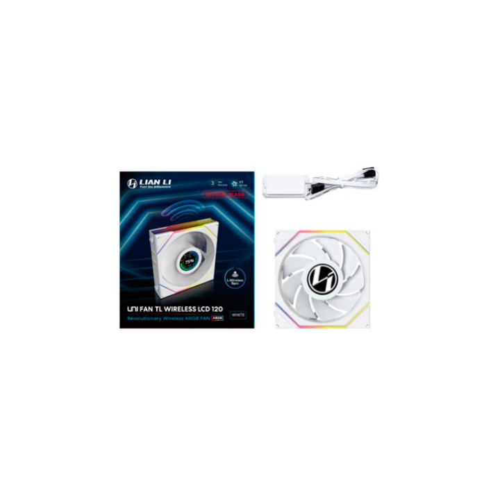 ventilador 120x120 lian li unifantl lcd wireless white r reverse 1.6 lcd l wireless argb 1900rpm 28.