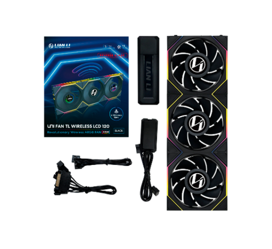 ventilador 120x120 lian li unifantl lcd wireless black r reverse 1.6 lcd pack 3u l wireless argb 190