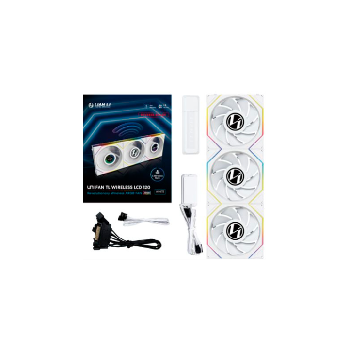 ventilador 120x120 lian li unifantl lcd wireless white r reverse 1.6 lcd pack 3u l wireless argb 190