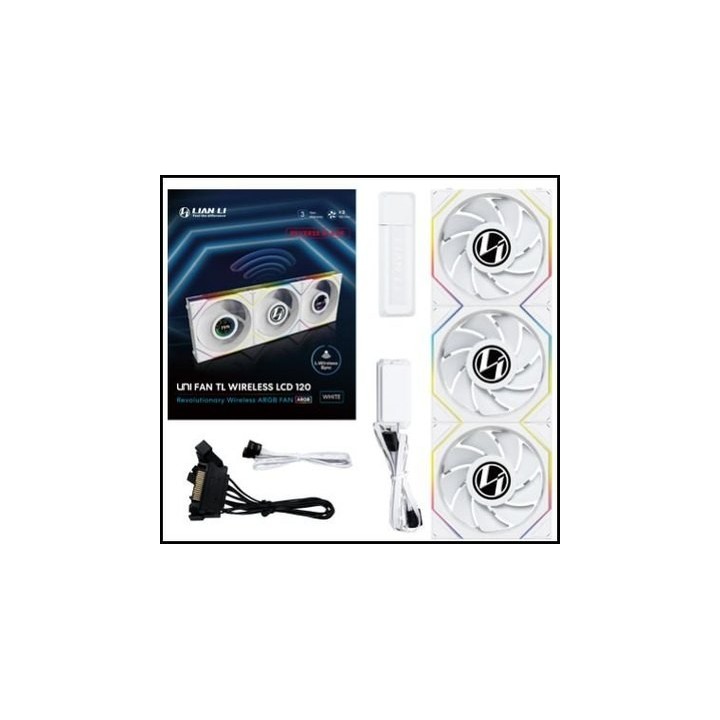 ventilador 120x120 lian li unifantl lcd wireless white r reverse 1.6 lcd pack 3u l wireless argb 190
