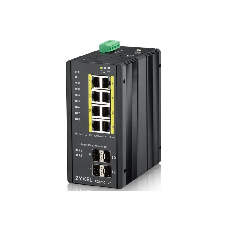 zyxel zyxel rgs200 12p gestionado l2 gigabit ethernet  10/100/1000  energia sobre ethernet  poe  neg