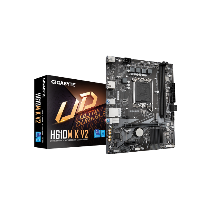 gigabyte gigabyte h610m k v2 placa base   procesadores intel core 14a generacion, hasta 5600 mhz ddr