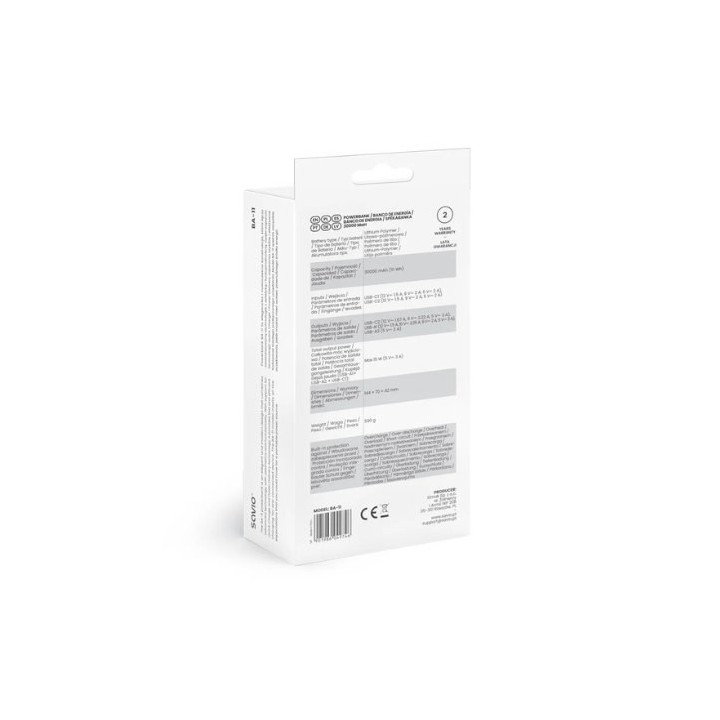 powerbank savio 30000mah ba 11 white blanco 30000 mah quick charge y power delivery led