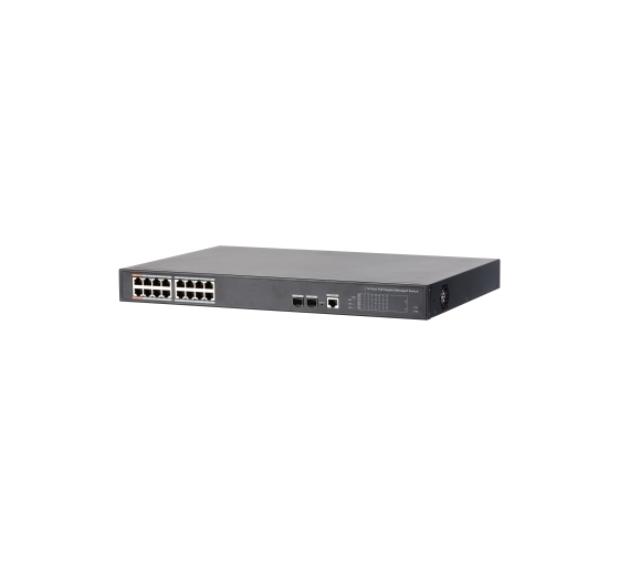 dahua dahua   dh pfs4218 16gt 240   switch poe 16 puertos gigabit + 2 sfp uplink gigabit 240w 802.3a
