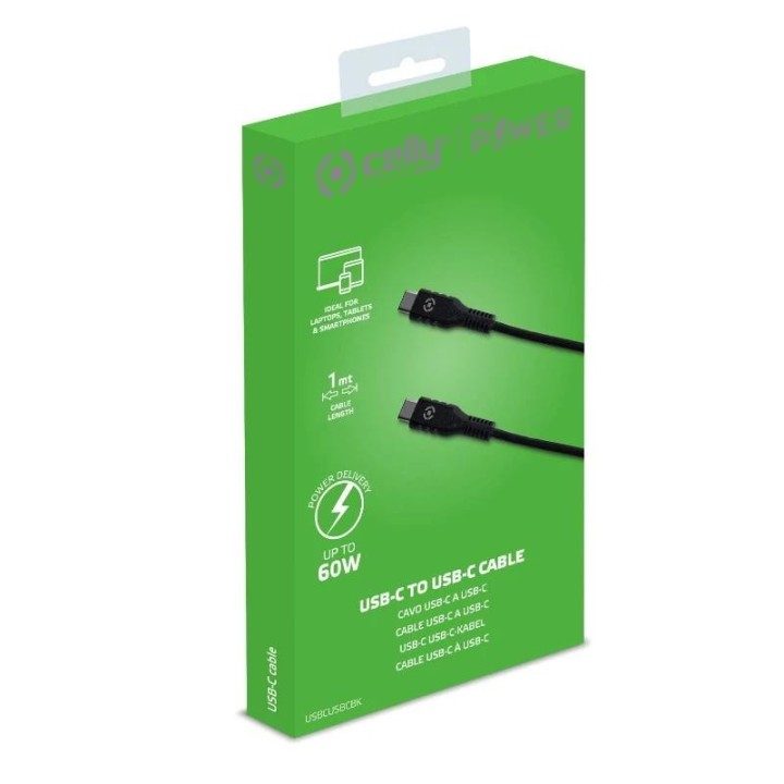 celly cable usb c   usb c  60w 1m negro