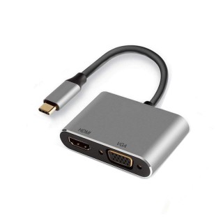 ewent adaptador ewent usb tipo c a hdmi 4k  y vga 15cm   macho    hembra